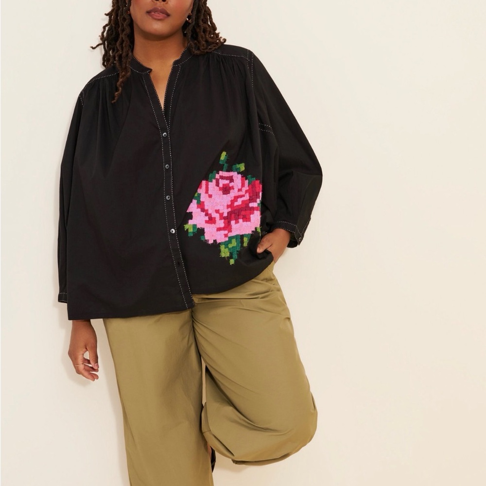 Payal Pratap Black Blouse with White Stitching